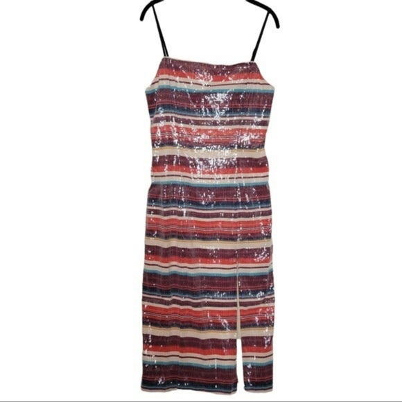 NWT Hutch Anthropologie Sequined Striped Bodycon Midi Dress - Picture 9 of 9